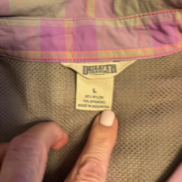 Duluth Trading Co. Sidewinder Long Sleeve Pink And Gray Shirt, Duluth Flex, L - Picture 5 of 8